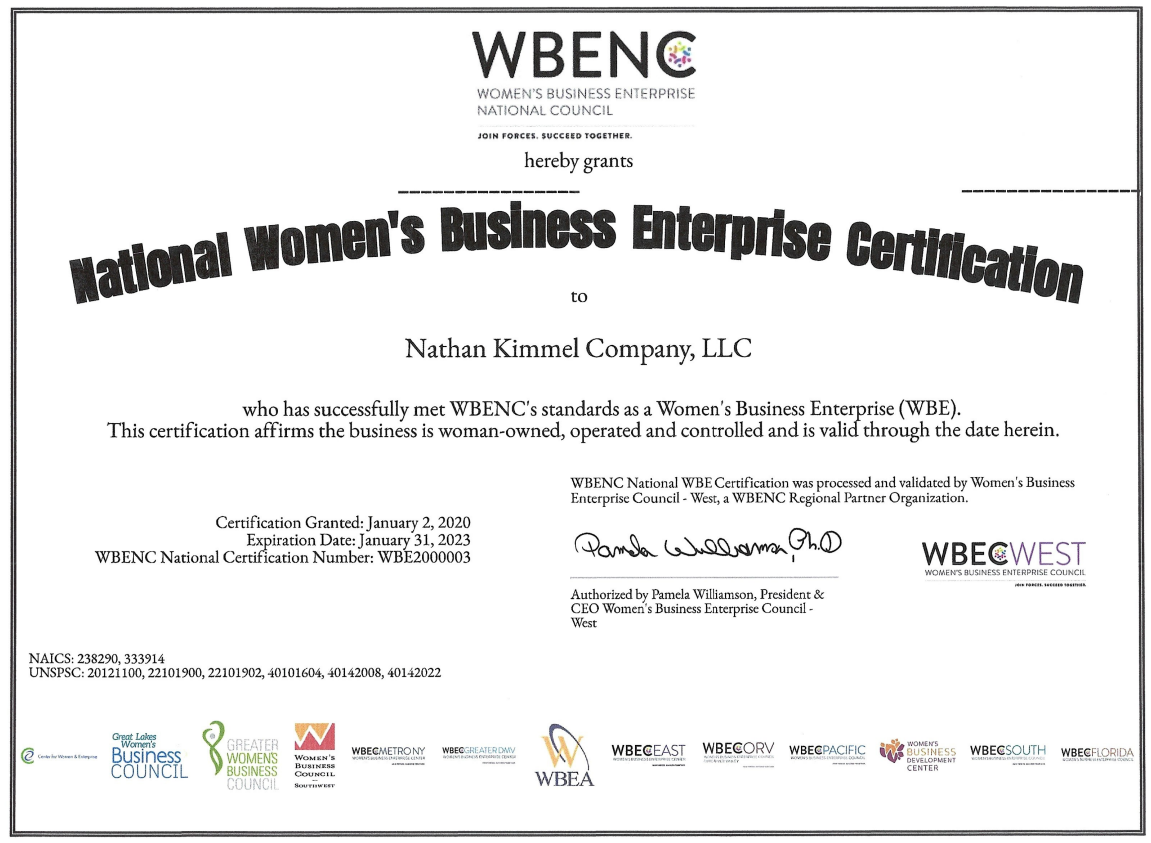 WBE Certificate